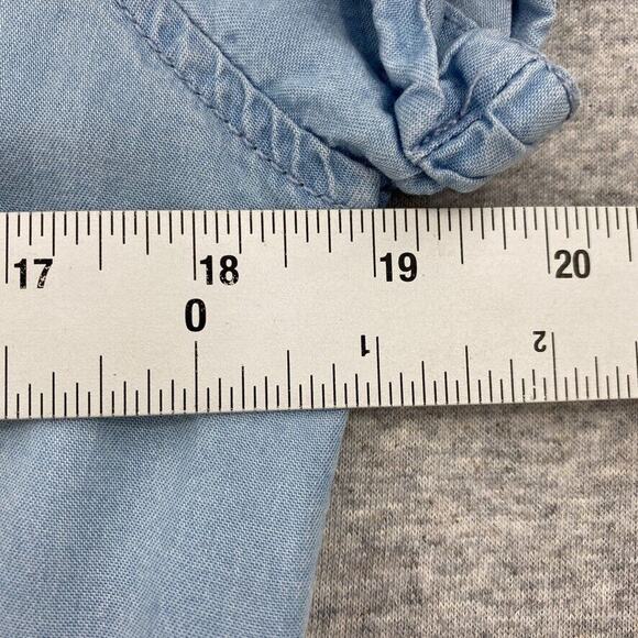 Thread & Supply Shirt Dress Women Medium Blue Button Up Drawstring Waist Pockets - Picture 12 of 14